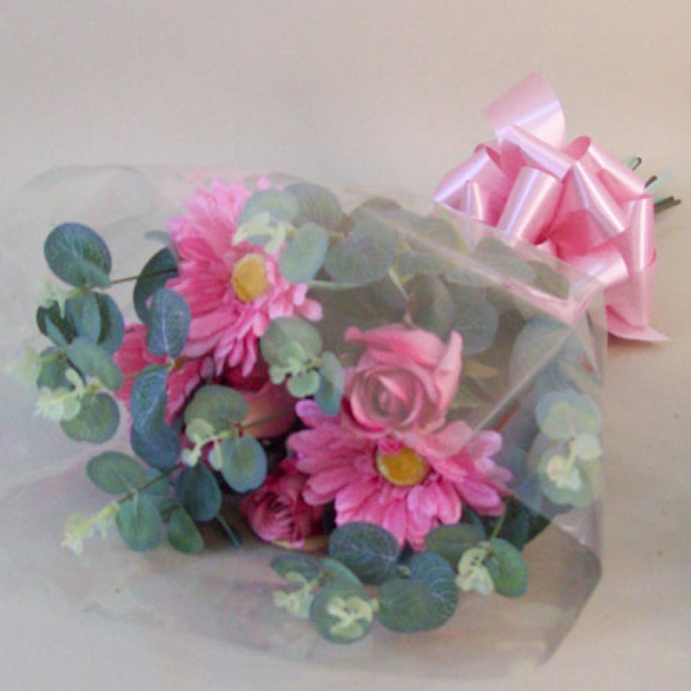 Silk Flowers Gift Bouquet Pink Sensation Silk Rose and Gerbera Gift